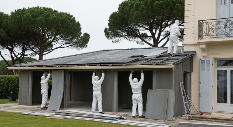 Retrait d'auvents amiante-ciment sur une villa, Arcachon, le Moulleau